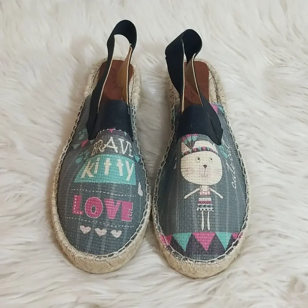 Neef Brave Kitty Love Espadrille Sling Platforms - New In Box - Size 37 (US 7)